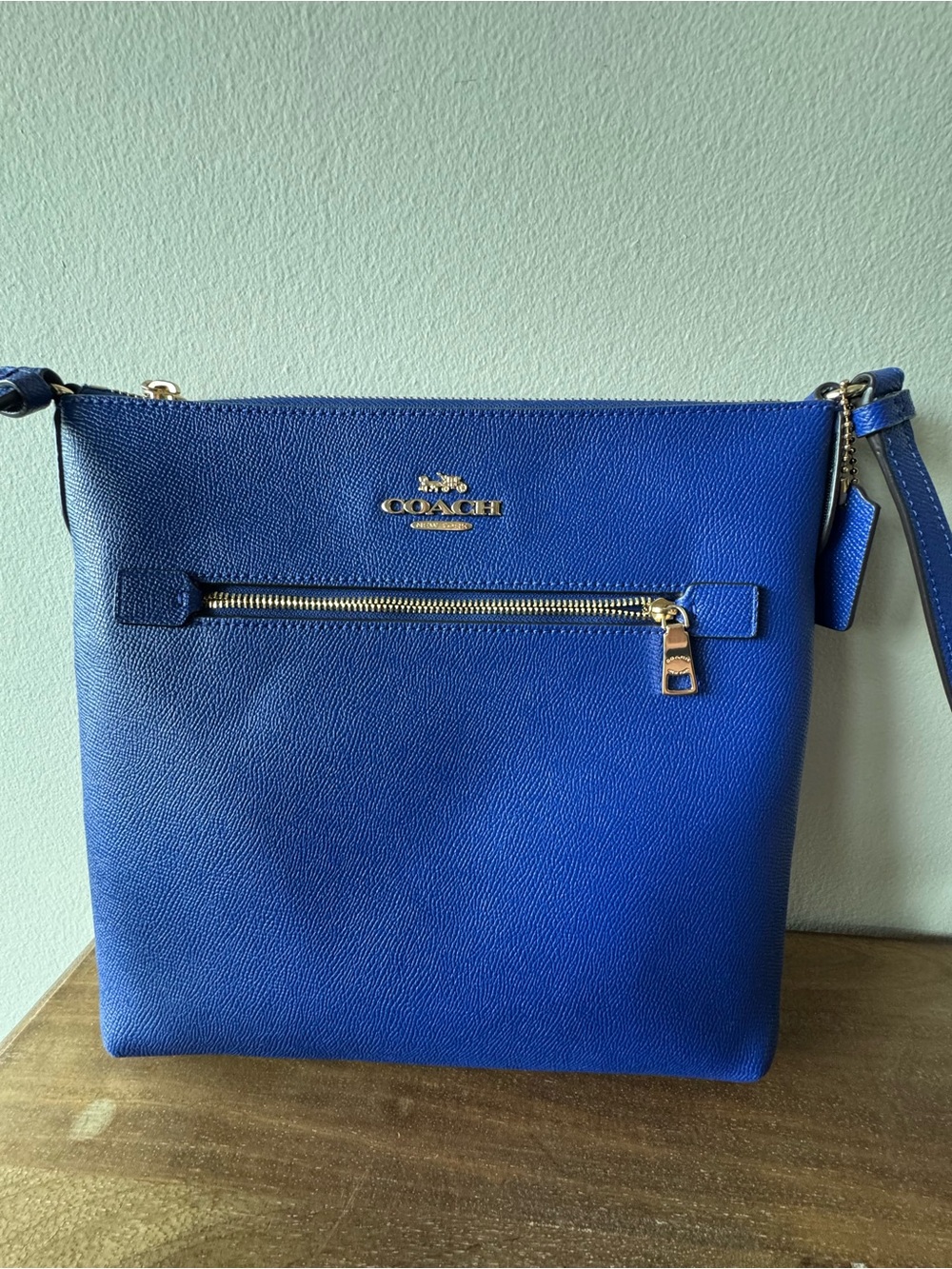 COACH Rowan large file bag blue Leather Crossbody Bag - Picture 3 of 10